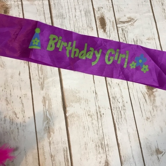 Purple Birthday Girl Sash and Pink Crown Tiara - Picture 4 of 9